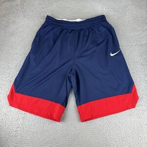 Nike Men's Large Blue‎ Dri-Fit Basketball Shorts Red Trim Drawstring Workout USA